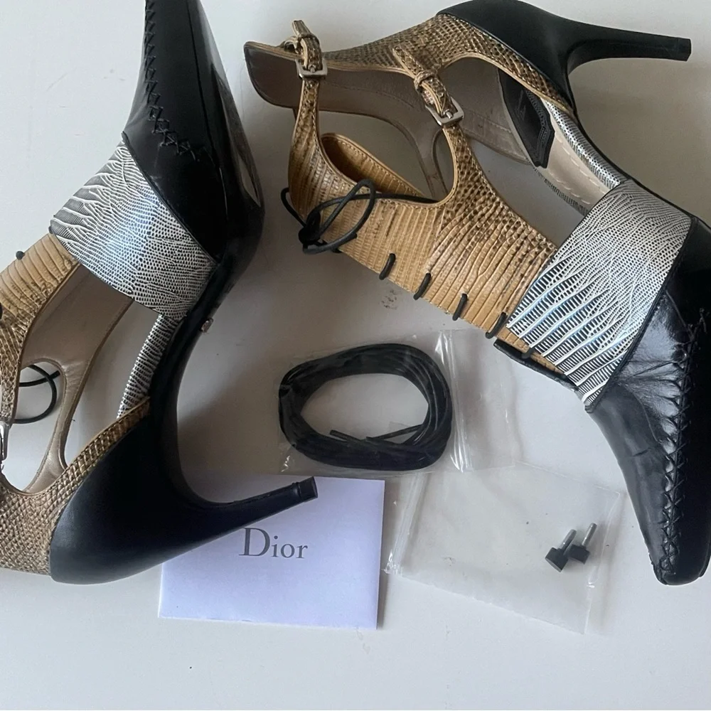 DIOR lace‎ up bootie heels size 6.5  New in Box AUTHENTIC
